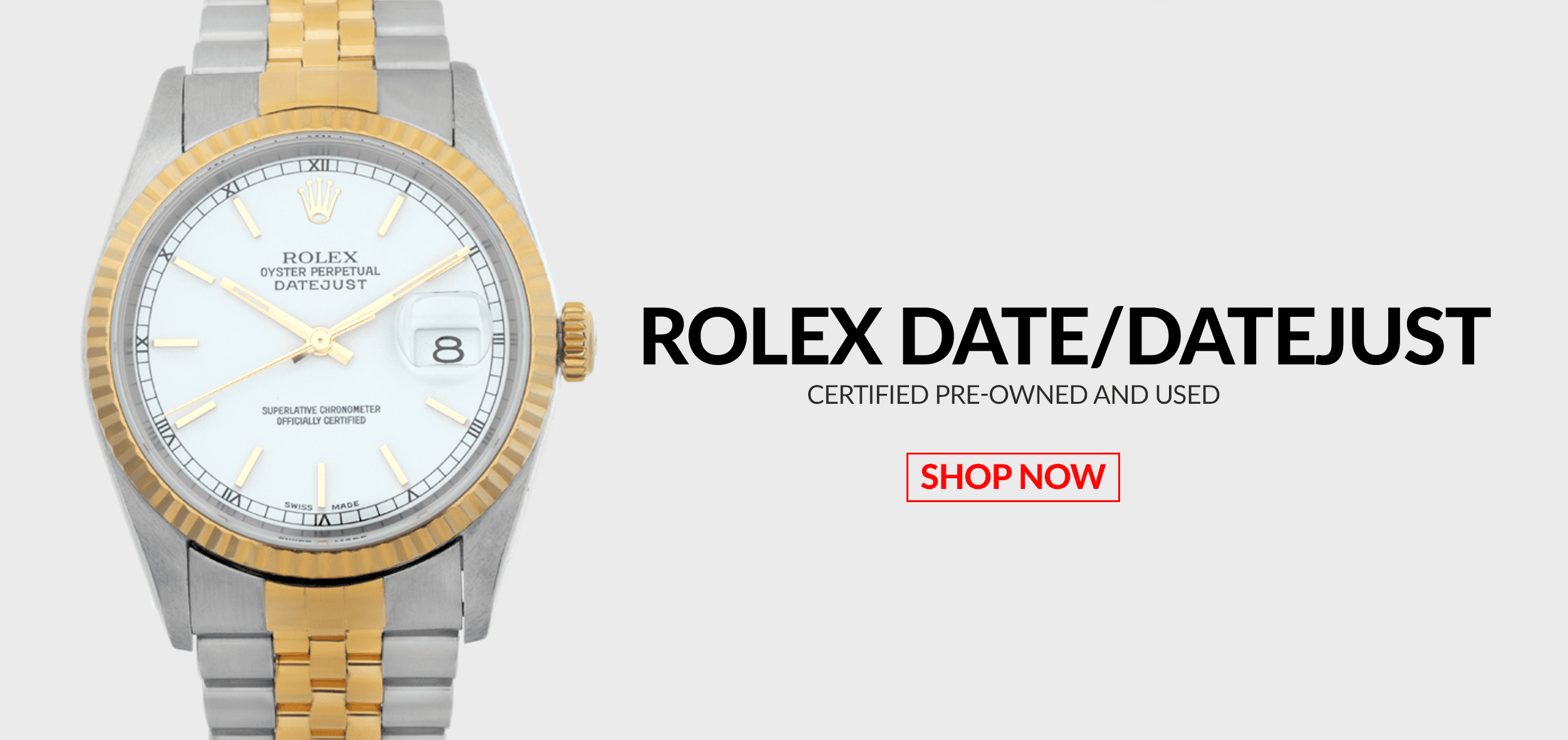 Pre-Owned Certified Used Rolex Date/DateJust Watches Header